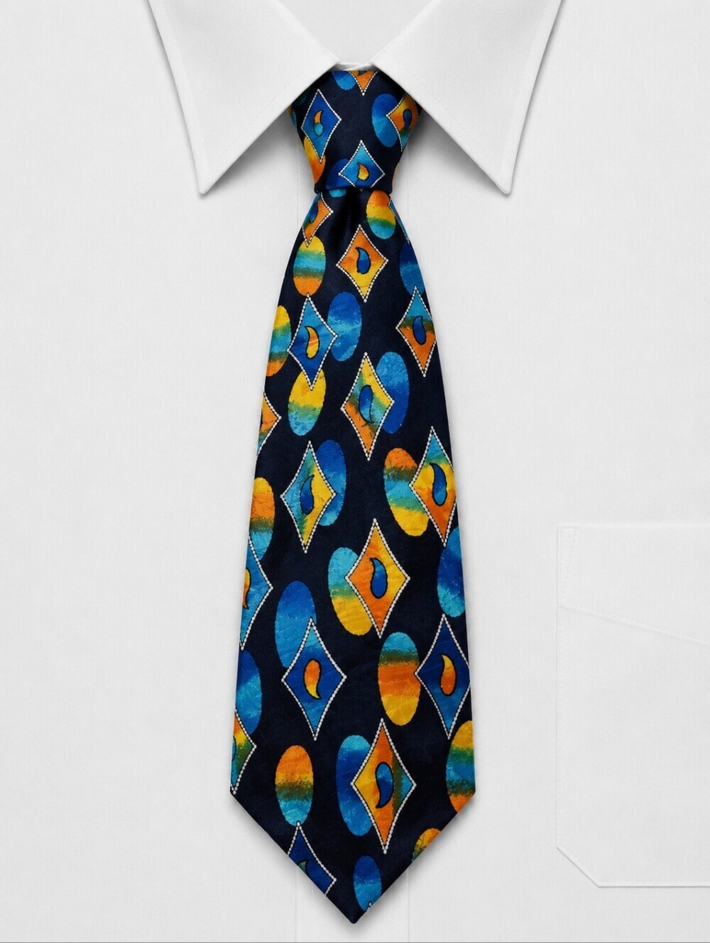 HILL & ARCHER Colorful Rainbow Abstract Artsy Silk Tie
